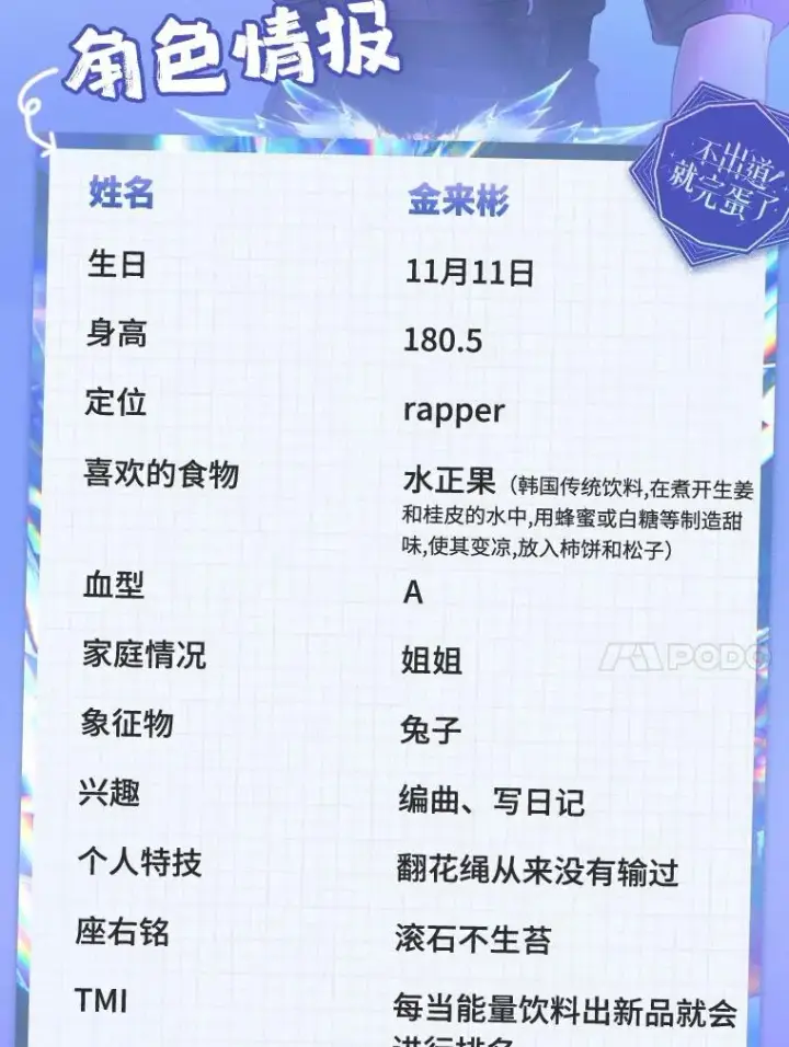 《不出道就完蛋了》角色档案图10