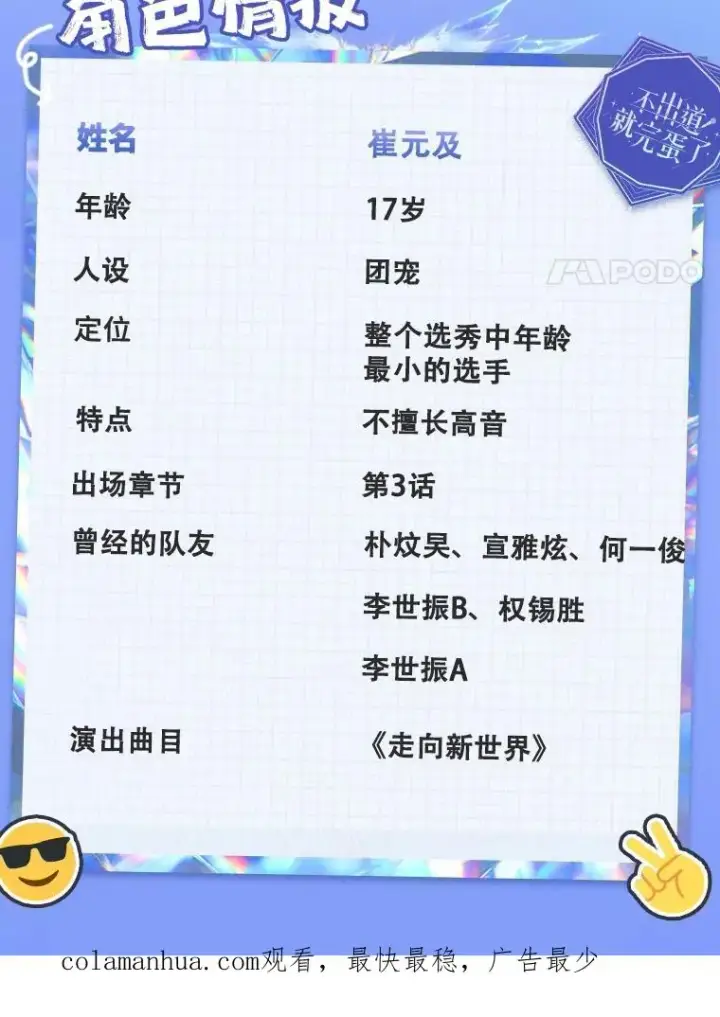 《不出道就完蛋了》角色档案图20